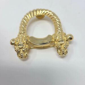 Vintage Dragon Head Two Piece 80’s Gold-tone Belt Buckle Gay Boyer Signed Asian